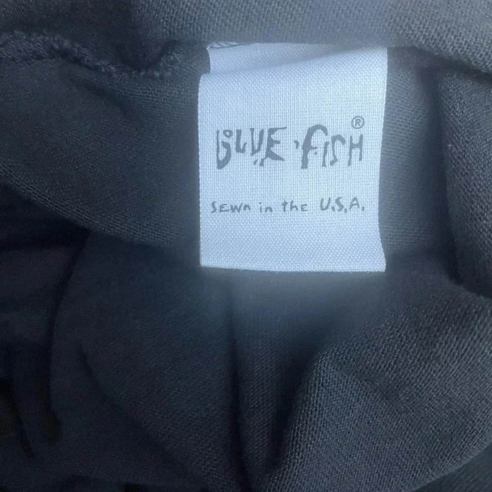 Blue Fish Hand Printed Duster Velvet Trim, Hem Organic Cotton Size 1 USA - Picture 9 of 16